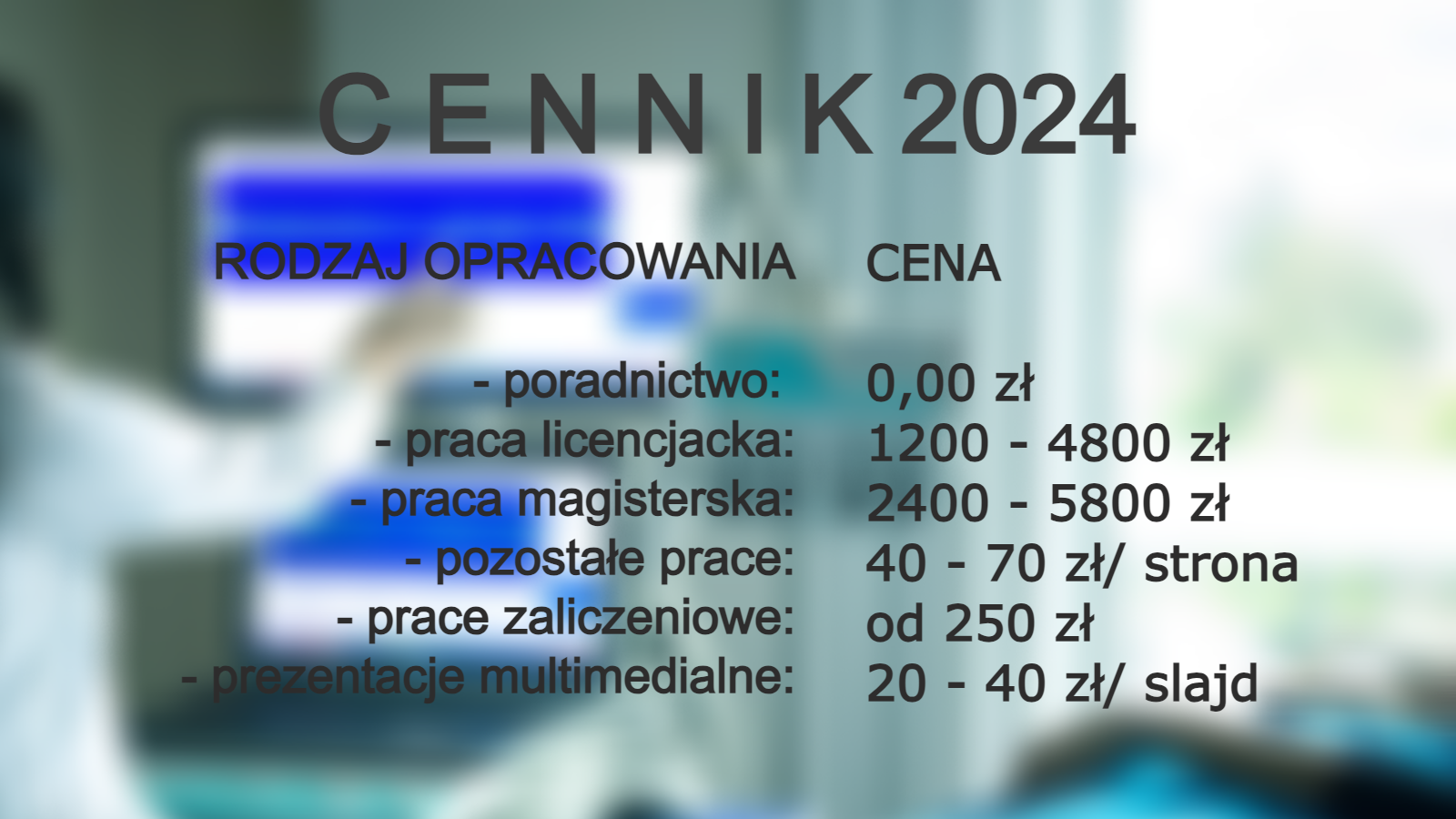 Cennik usług